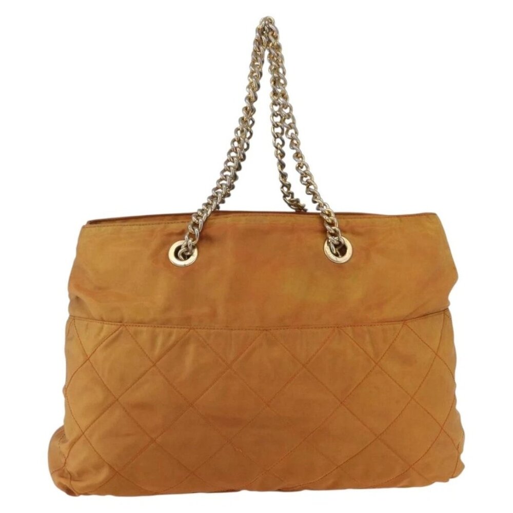 PRADA Chain Shoulder Bag Nylon Orange Gold - Picture 2 of 16